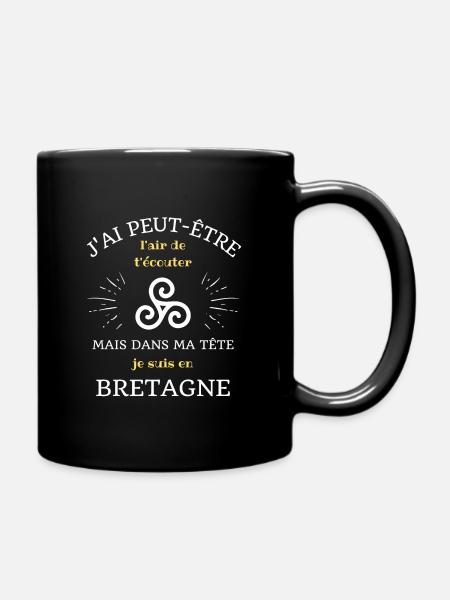 t shirt dans ma tete bretagne humour breton breizh - Mug uni - noir