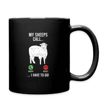 Schäfer Spruch meine Schafe rufen an Landwirt - Tasse einfarbig - Schwarz - Rechts