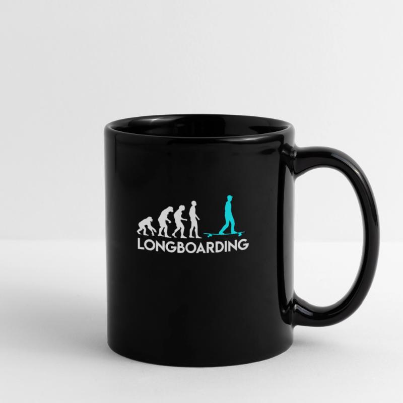 Affe Mensch Longboarder Evolution Entwicklung Tasse einfarbig