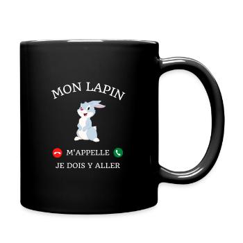 t shirt mon lapin m'appelle humour lapin drole - Mug uni - noir - Droite