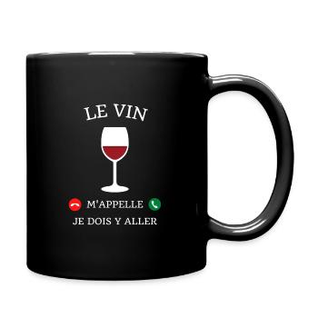 t shirt le vin m'appelle humour vigneron alcool - Mug uni - noir - Droite