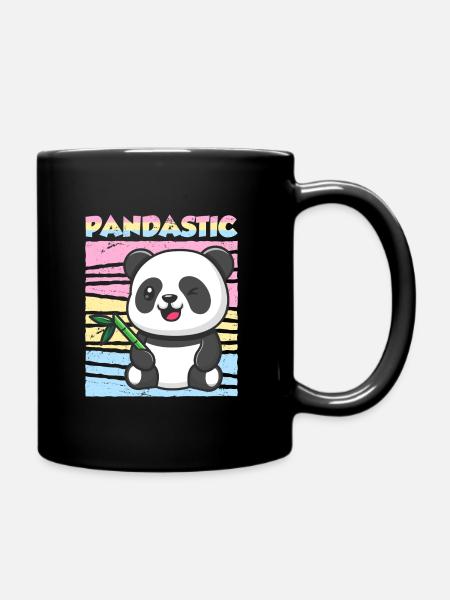 Panda Spruch Pandastic Pansexuell Geschenk - Tasse einfarbig - Schwarz
