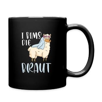 I bims die die Braut Hochzeit Motiv Lama Alpaka - Tasse einfarbig - Schwarz - Rechts
