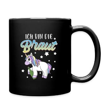 Ich bin die Braut Junggesellin Einhorn - Tasse einfarbig - Schwarz - Rechts