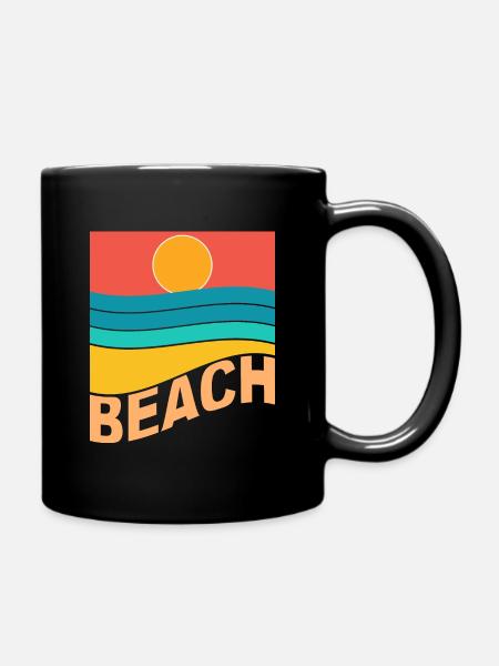 Strand Sonnenuntergang Meer - Tasse einfarbig - Schwarz