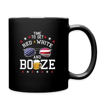 4 July Flag USA Beer America Saying Gift - Full Colour Mug - black - Right