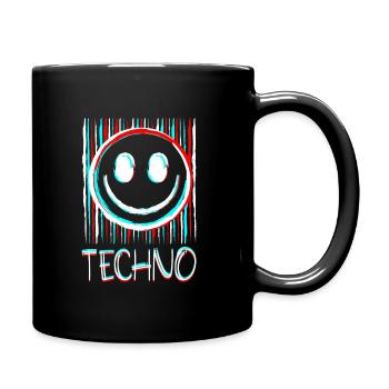 Techno Music Face Record DJ Smile EDM - Full Colour Mug - black - Right