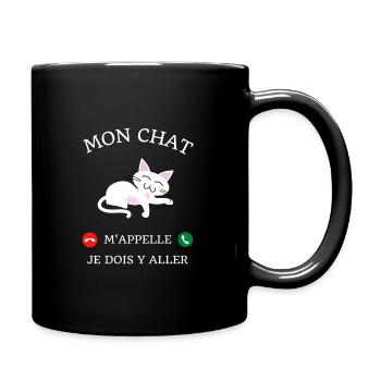 t shirt mon chat m'appelle humour chaton femme - Mug uni - noir - Droite