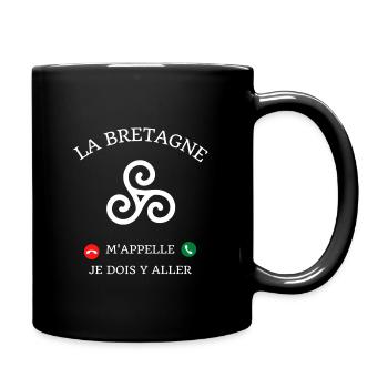 t shirt la bretagne m appelle humour breton homme - Mug uni - noir - Droite