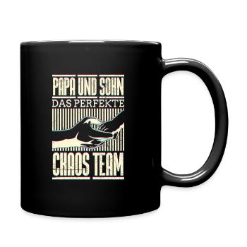 Papa und Sohn das perfekte Chaos Team Vater Sohn - Tasse einfarbig - Schwarz - Rechts