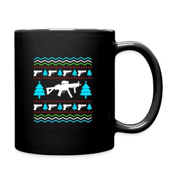 Weihnachten Pistolen Ugly Christmas Waffenschein - Tasse einfarbig - Schwarz - Rechts