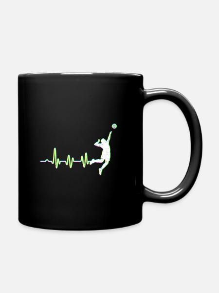 Volleyball Herzschlag Aufschlag Schmetterball - Tasse einfarbig - Schwarz