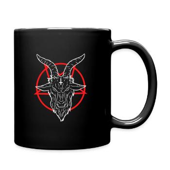 666 Satan Teufel Antichrist Ziege Pentagramm - Tasse einfarbig - Schwarz - Rechts