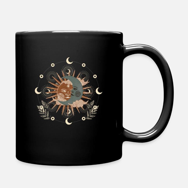 Sonne Mond und Sterne - Tasse einfarbig - Schwarz