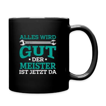 Meisterschule und Meisterprüfung bestanden - Tasse einfarbig - Schwarz - Rechts