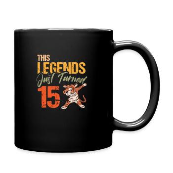 15. Geburtstag Tiger Katze Tiere Löwe Geschenk - Tasse einfarbig - Schwarz - Rechts