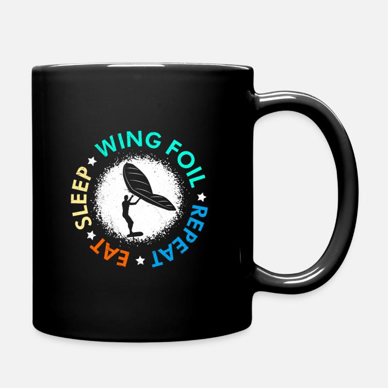 Eat Sleep Wing Foil Repeat Wing Surfer - Tasse einfarbig - Schwarz