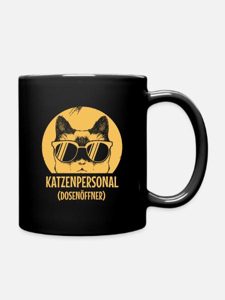 Katzen Personal Dosenöffner - Tasse einfarbig - Schwarz