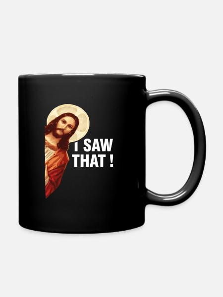 I saw that Jesus Christ - Full Colour Mug - black