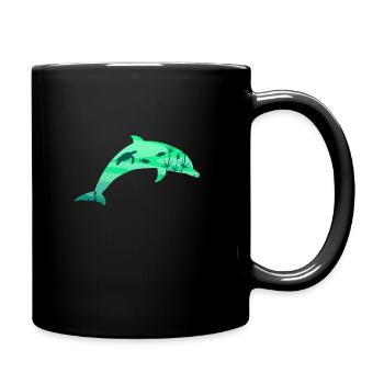 Delfin Unterwasserwelt Tauchen Taucher - Tasse einfarbig - Schwarz - Rechts