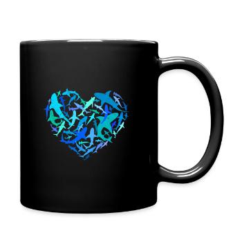 Shark Swarm Shark Diver Shark Heart - Full Colour Mug - black - Right