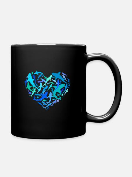 Essaim de requin Shark Diver Shark Heart - Mug uni - noir