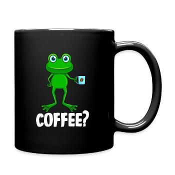 Lustiger Frosch mit Kaffeebecher Kaffee Espresso - Tasse einfarbig - Schwarz - Rechts