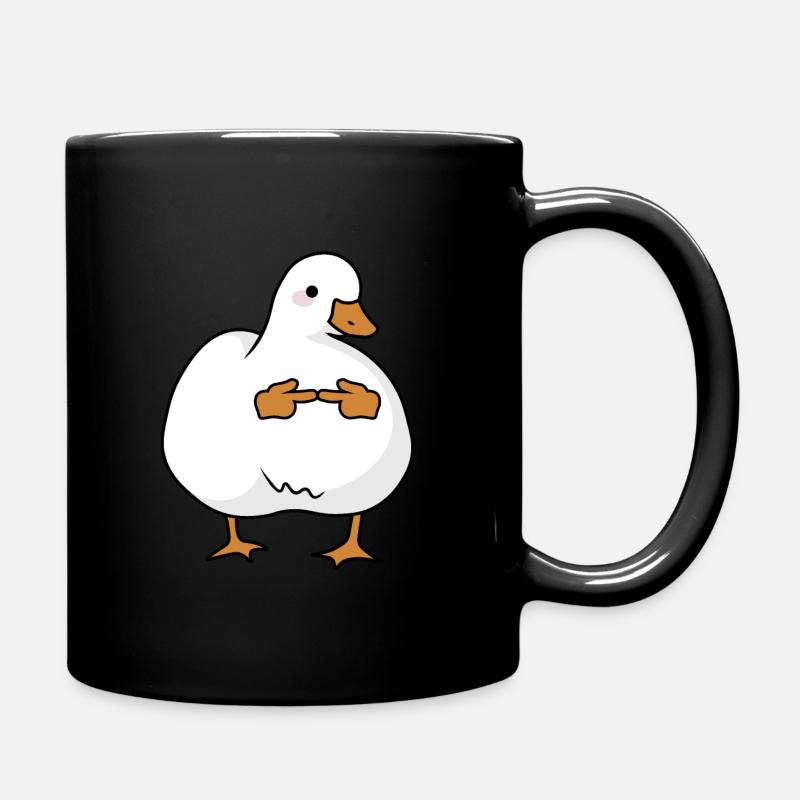Shy cute goose - Full Colour Mug - black