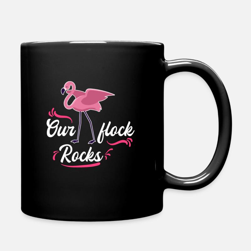 Our flock rocks Pink Flamingo Feiern - Tasse einfarbig - Schwarz