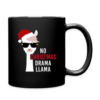 Christmas lama no christmas drama llama - Full Colour Mug - black - Right