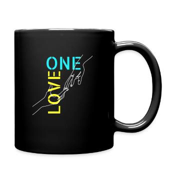 1 Love Design als Zeichen der Solidarität - Tasse einfarbig - Schwarz - Rechts