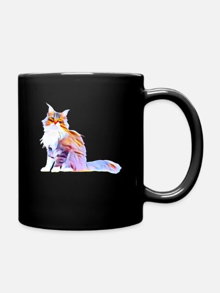 Art Print Cat Proud Maine Coon Stylish Epic - Full Colour Mug - black