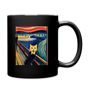 Impressionistic Cat Screaming Impressionism Cats - Full Colour Mug - black - Right