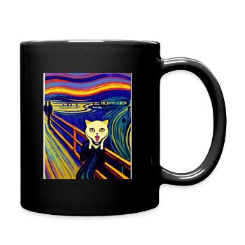 Impressionistic Funny Cat Screaming Impressionism - Full Colour Mug - black - Right
