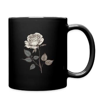Rose blanche - Mug uni - noir - Droite