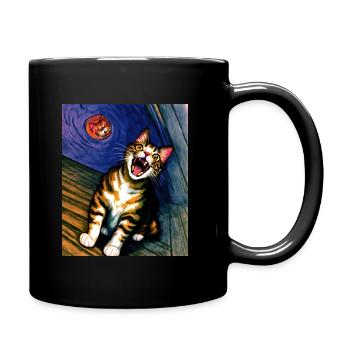 Impressionistic Funny Cat Screaming Impressionism - Full Colour Mug - black - Right