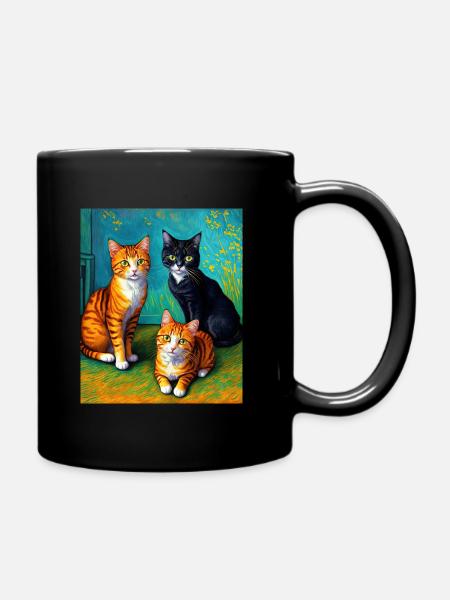Surreale impressionistische Katze Impressionismus Katzen Ar - Tasse einfarbig - Schwarz