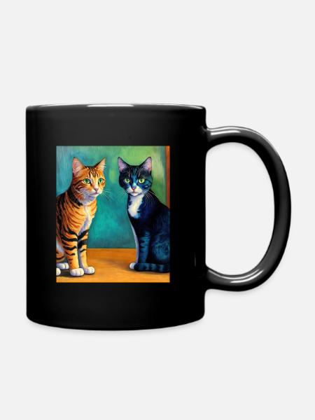 Surreale impressionistische Katze Impressionismus Katzen Ar - Tasse einfarbig - Schwarz
