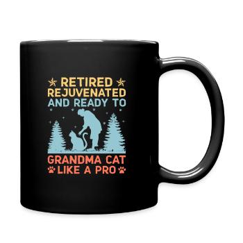 Amoureux des chats Grand-mère retraitée Retraité Propriétaire de chat Chat - Mug uni - noir - Droite