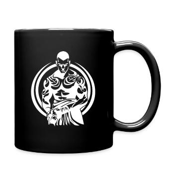 Tribal Boxer / Fighter Logo Tattoo Design - Mug uni - noir - Droite