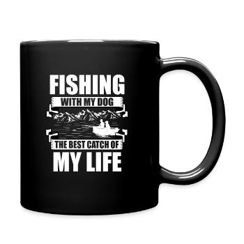 Fishing Dog Owners Dog Lovers Perfect Fishing Funn - Full Colour Mug - black - Right