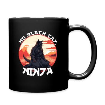 Vintage japonais coucher de soleil Style chat chaton amoureux - Mug uni - noir - Droite