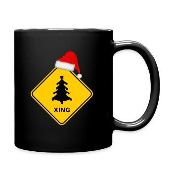 Wildwechsel "Weihnachtsbaum" mit Nikolausmütze - Tasse einfarbig - Schwarz - Rechts