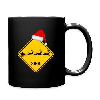 Wildwechsel "Weihnachtsmann m. Schlitten" / Mütze - Tasse einfarbig - Schwarz - Rechts