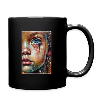Abstract Sad Girl Unhappy People - Full Colour Mug - black - Right