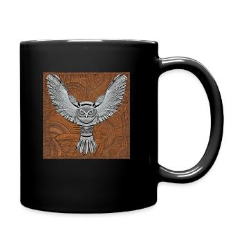 Eule - Tasse einfarbig - Schwarz - Rechts