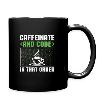 Coffee Coding Programmer Coder Developer Nerd Coff - Full Colour Mug - black - Right