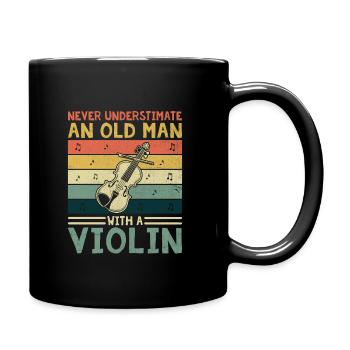 Ne sous-estimez jamais un vieil homme avec un violon Violi - Mug uni - noir - Droite