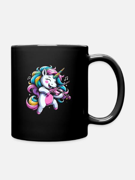 Einhorn Violine Instrument Geiger Geiger Geiger Geige - Tasse einfarbig - Schwarz