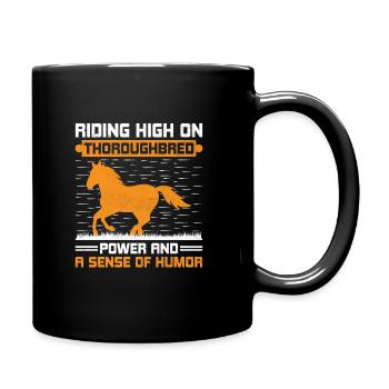 Thoroughbred Horse Racing Riding Equestian Horses - Full Colour Mug - black - Right
